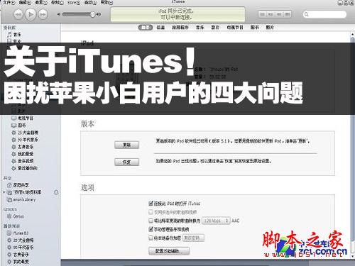 于iTunes!困扰小白苹果用户4大问题 脚本之家教程