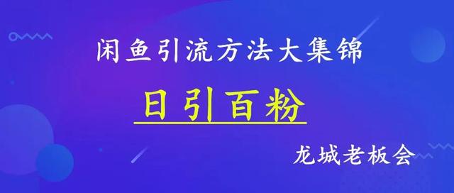 龙城老板会:一文读懂闲鱼引流4大招数---日引百粉