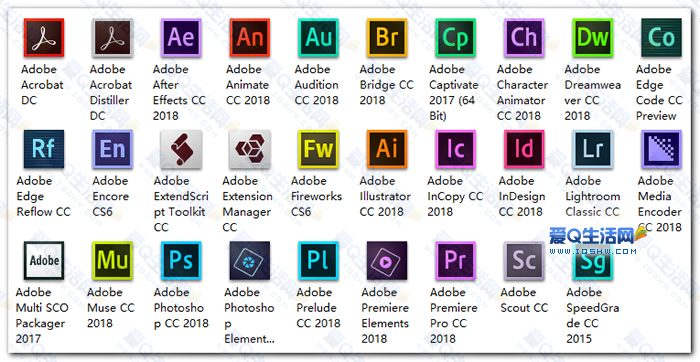 赢政天下Adobe CC 2018大师版安装包合集下载 含28个安装包-www.iqshw.com